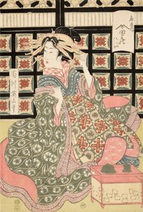 Stampa Ukiyo-e di una cortigiana di Eizan, c.1810