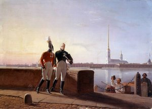 Lo Zar russo Alessandro I e suo fratello Costantino sul bordo della Neva da Kil