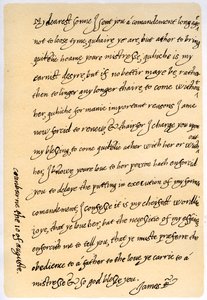 Lettera di Giacomo I a suo figlio, Carlo, Principe di Galles, 10 agosto 1623
