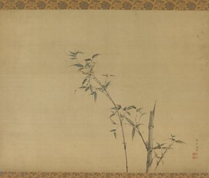 Steli di bambù con rami e fogliame, periodo Edo, XIX secolo da Kishi Ganku
