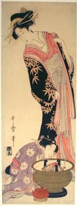 Una cortigiana e il suo attendente da Kitagawa Utamaro