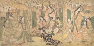 Una vista dei piaceri del Taiko e delle sue cinque mogli a Rakuto, 1804