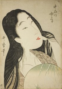 Una moglie di medio rango (Chubon no nyobo), dalla serie "Guida agli stili femminili contemporanei (Tosei onna fuzoku tsu)". da Kitagawa Utamaro