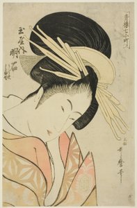 Akashi del Tamaya, dalla serie Sette Komachi di Yoshiwara (Seiro nana Komachi) (Tamaya uchi Akashi, Uraji, Shimano)