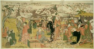 Banchetto dei fiori di ciliegio (Oka no utage) da Kitagawa Utamaro