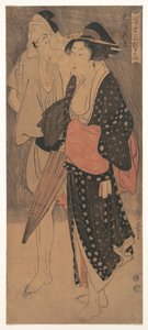 Coppia in una pioggia serale, c. 1800 da Kitagawa Utamaro
