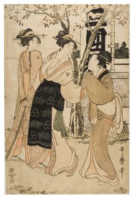 Esposizione di tesori al Santuario di Mimeguri da Kitagawa Utamaro
