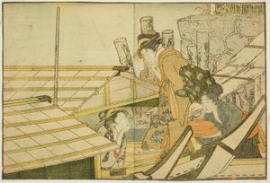 Imbarco su barche da piacere in estate, dal libro illustrato "Libro delle immagini: Fiori delle quattro stagioni (Ehon shiki no hana)," vol. 1 da Kitagawa Utamaro