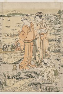 Pesca sulla Roccia del Tagliere a Enoshima da Kitagawa Utamaro