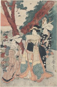 Spiaggia di Futamigaura a Capodanno da Kitagawa Utamaro