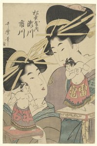 Geisha con bambole sumo