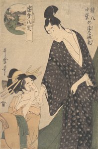 Gonpachi ni Komurasaki no Toko no Tsuki da Kitagawa Utamaro