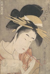 “Hanamurasaki del Tamaya,” dalla serie Sette Komachi dei Quartieri del Piacere ..., ca. 1790 da Kitagawa Utamaro