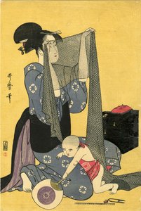 Hari-shigoto Ricamo. Trittico, parte sinistra da Kitagawa Utamaro