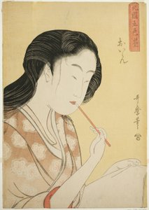 Cortigiana di alto rango, dalla serie Cinque sfumature di inchiostro nel quartiere settentrionale (Hokkoku goshiki-zumi) (Oiran) da Kitagawa Utamaro