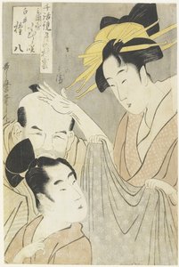 Komurasaki della Casa Muuraya, Shirai Gonpachi e Viperous Jihe_ da Kitagawa Utamaro