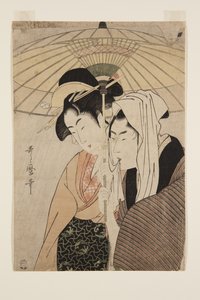 Uomo e donna sotto un ombrello da Kitagawa Utamaro