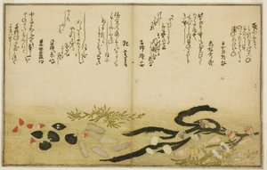 Minashi-gai, shio-gai, katatsu-gai, miso-gai, chijimi-gai e chigusa-gai, dal libro illustrato "Regali dalla marea calante (Shiohi no tsuto)" da Kitagawa Utamaro