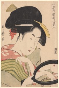 Specchio, dalla serie "Otto Vedute di Chioschi da Tè in Luoghi Celebri (Meisho koshikake hakkei)" da Kitagawa Utamaro
