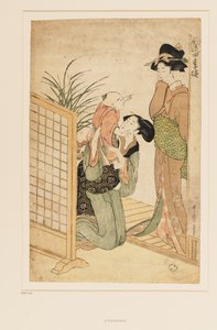 Madre, bambino e infermiera, c.1790 (nishiki-e (stampa xilografica a blocchi multipli)) da Kitagawa Utamaro
