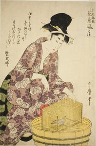 Murasaki Shikibu: Uccello, dalla serie "Donne famose e le loro poesie su fiori, uccelli, vento e luna" da Kitagawa Utamaro
