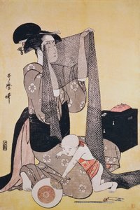 Ricamo, ca 1794, di Kitagawa Utamaro, xilografia, Giappone, periodo Edo