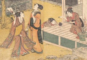 Giochi di Capodanno, dal libro stampato Fiori delle Quattro Stagioni Shiki no hana, 1801 da Kitagawa Utamaro