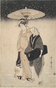 Passaggio notturno nella neve da Kitagawa Utamaro