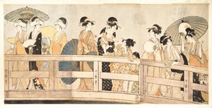 Sopra e sotto il ponte di Ryogoku, c. 1800 da Kitagawa Utamaro