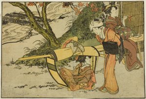 Gita per vedere gli aceri in autunno, dal libro illustrato "Libro dei fiori delle quattro stagioni," vol. 2 da Kitagawa Utamaro