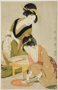 Preparazione di un pasto da Kitagawa Utamaro