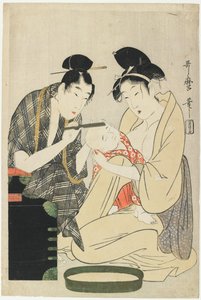 Rasatura della testa di un ragazzo, Periodo Edo, c.1801 da Kitagawa Utamaro