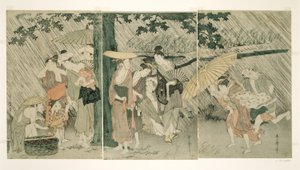 Riparo da un Improvviso Acquazzone da Kitagawa Utamaro