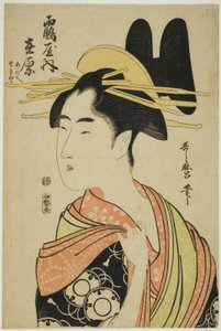 La cortigiana Arihara di Tsuruya, e gli assistenti bambini Aoe e Sekiya (Tsuruya uchi Arihara, Aoe, Sekiya), da una serie senza titolo di cortigiane