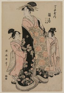 La cortigiana Hinazuru di Chojiya con le sue assistenti Tsuruji e Tsuruno da Kitagawa Utamaro
