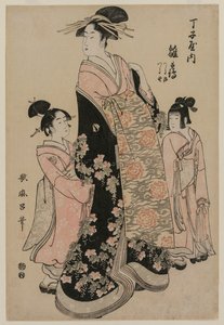 La cortigiana Hinazuru di Chojiya con le sue assistenti Tsuruji e Tsuruno, c. 1794 da Kitagawa Utamaro