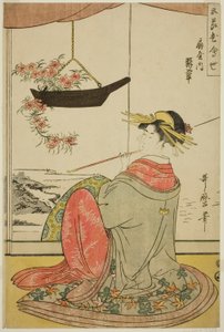 La cortigiana Hisui della Casa del Ventaglio, dalla serie La competizione dei fiori dei cinque festival da Kitagawa Utamaro