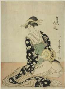 La cortigiana Matsukaze del Matsubaya, da una serie senza titolo di cortigiane del Matsubaya come cinque musicisti da Kitagawa Utamaro