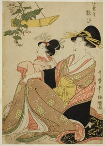 La cortigiana Yoso-oi della Casa degli Aghi di Pino a Yoshiwara e il suo attendente (Matsubaya Yoso-oi) da Kitagawa Utamaro