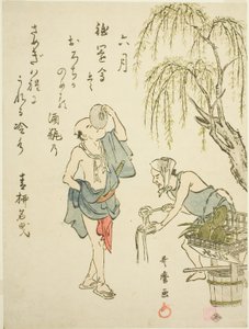 Il sesto mese (Rokugatsu), da una serie senza titolo di scene di genere nei dodici mesi, con poesie kyoka da Kitagawa Utamaro