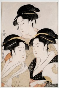 Tre bellezze del nostro tempo. Stampa giapponese di Utamaro Kitagawa (1753 - 1806) stile Ukiyo-E, circa 1794. Parigi, Museo Guimet da Kitagawa Utamaro