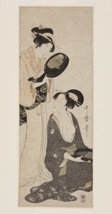 Due Donne, Ognuna con una Parte di uno Specchio Laccato da Kitagawa Utamaro