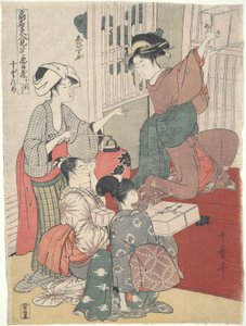 Cameriere in una casa da tè (Ebisu-ya): Dodici stampe di belle donne da Kitagawa Utamaro