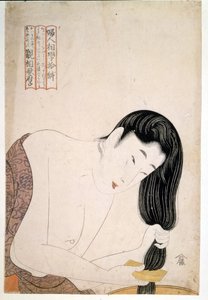 Donna che si dipinge. Opera di Utamaro Kitagawa