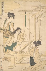 Donne che tessono seta, ca. 1800 da Kitagawa Utamaro