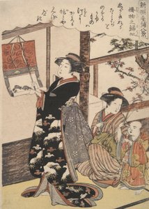Ritorno della vela del rotolo appeso: Otto viste del salotto da Kitao Masanobu