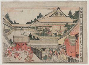 Chushingura: Atto III dalla serie Immagini prospettiche per La casa del tesoro della lealtà, c. 17 da Kitao Masayoshi
