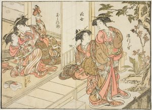 Cortigiane di Maruebiya, dal libro "Specchio delle belle donne dei quartieri del piacere (Seiro bijin awase sugata kagami)," vol. 2