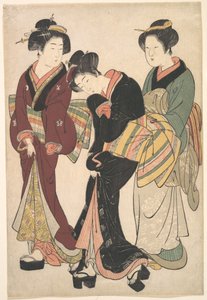 Due geishe e una cameriera da Kitao Shigemasa