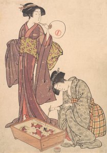 Due Donne che Nutrono i Pesci da Kitao Shigemasa